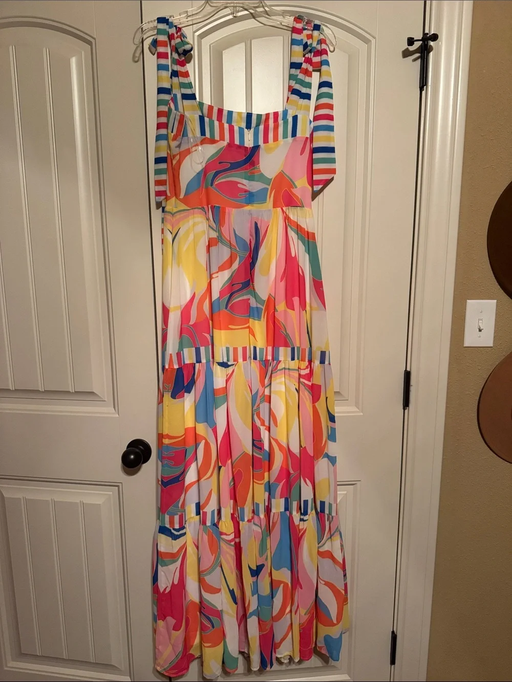Flying Tomato Multicolor Abstract Tie-Shoulder Maxi Dress